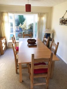 Glandraeth holiday bungalow rental West Wales dining room